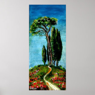 PÓSTER ÁRBOLES CIPRESOS Y PINO MEDITERRÁNEO EN TOSCANA