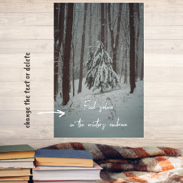 Póster Árboles cubiertos de nieve en el bosque de inviern