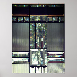 Póster Árboles de abedul de vidrio biselado plata metálic