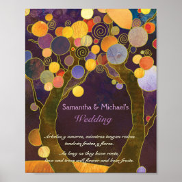 Póster Árboles de amor inspiradores Rótulo Boda púrpura