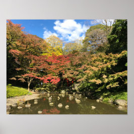 Póster Arboles de arce de colores por estanque