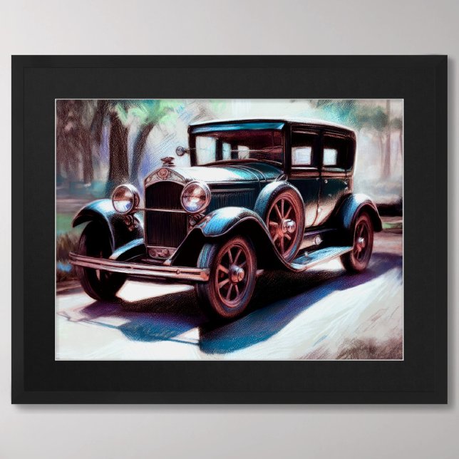 Póster Árboles de autos antiguos de dibujos de pasto duro (Subido por el creador)