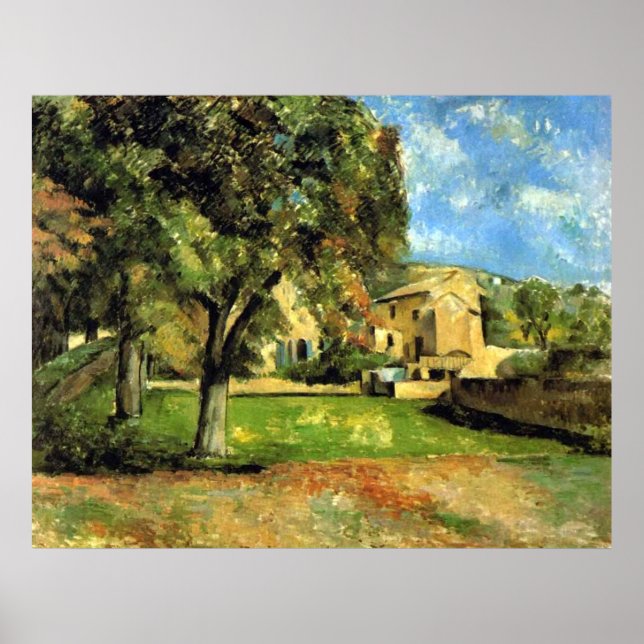 Póster Árboles de castaño-caballo - Paul Cezanne - c1890 (Frente)