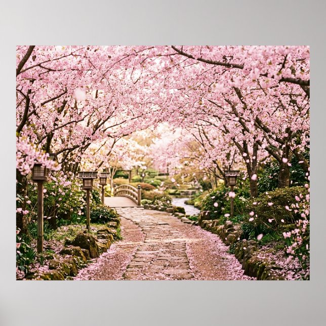 Póster Árboles de flor de cerezo (Frente)