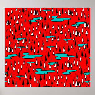 Póster Árboles de mano libre: patrón de Navidades escandi