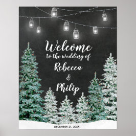 Póster árboles de navidad de invierno: cartel de boda de