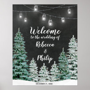 Póster árboles de navidad de invierno: cartel de boda de 