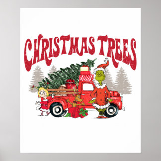 Póster árboles de navidad frescos de granja grinch