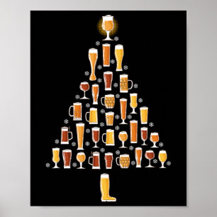 Póster Árboles de Navidad Hombres Mujeres Bebidas Navidad
