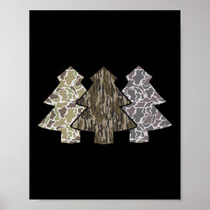 Póster Árboles de Navidad retro camo cazando reno de Navi