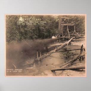 Póster Árboles de pino y petróleo crudo, Kilgore, TX 1931