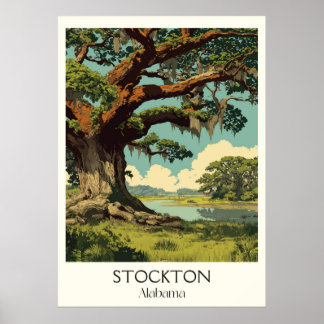 Póster Árboles de roble antiguos de Stockton Alabama