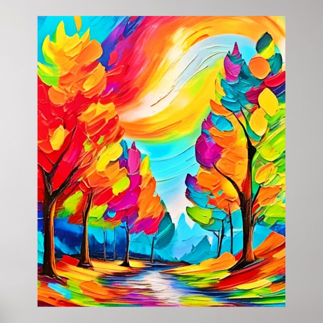 Póster Árboles del arcoiris: Vivid Forest (Frente)