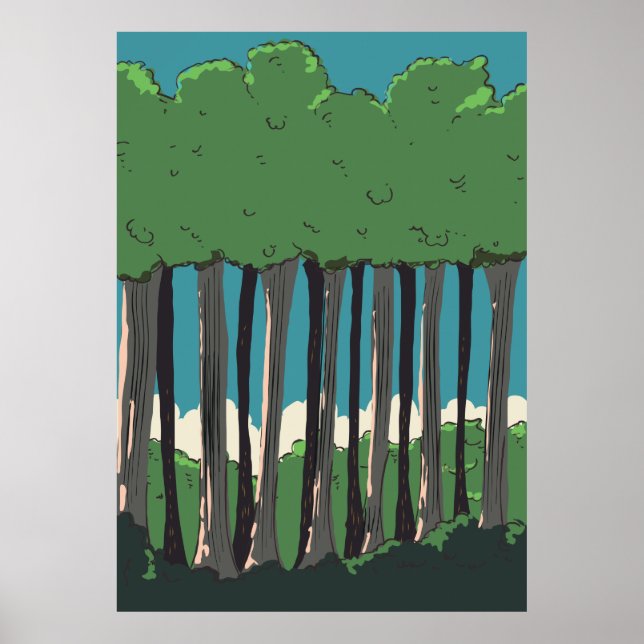 Póster Árboles del bosque japonés (Frente)