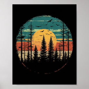 Póster Árboles del bosque retro al aire libre Naturaleza