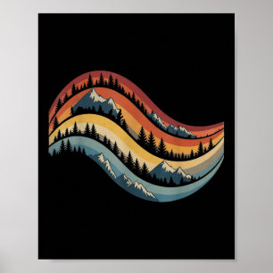 Póster Árboles del bosque vintage senderismo montaña al a