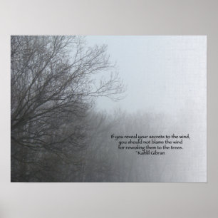 Póster Árboles del invierno en la niebla - cita de Khalil