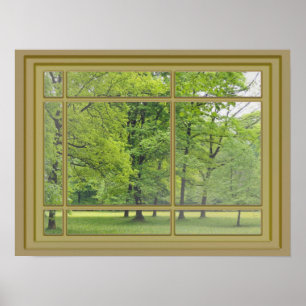 Póster árboles en la vista de la ventana del parque
