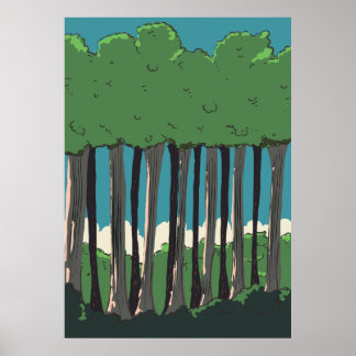 Póster Árboles forestales japoneses