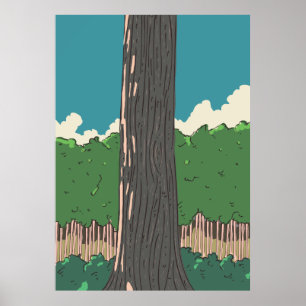 Póster Árboles forestales japoneses