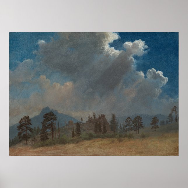Póster Árboles frutales y nubes de tormenta (Frente)