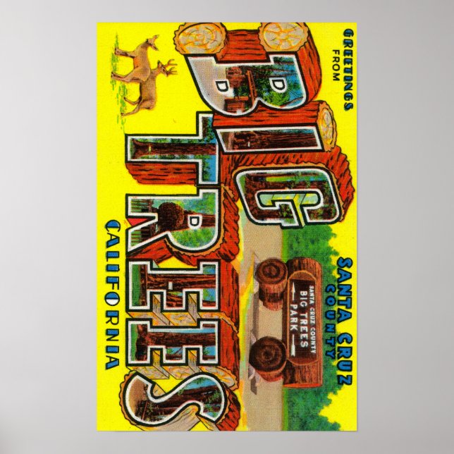 Póster Árboles grandes, California - Escenas de letras gr (Frente)