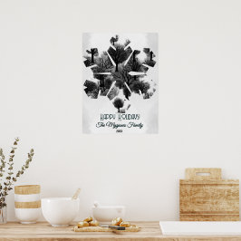 Póster Árboles Minimalistas de vacaciones negras retro pe
