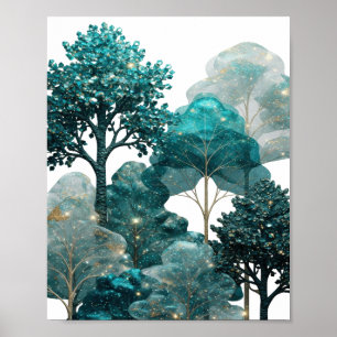 Póster Árboles plateados llamativos no vistos