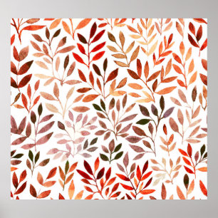 Póster Árboles retro, acuarela sin costuras.