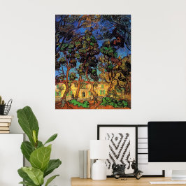 Póster Árboles Van Gogh en el jardín, Hospital Saint Paul