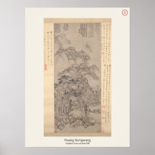 Póster Árboles Verdes en el Acantilado Rojo - Huang Gongw