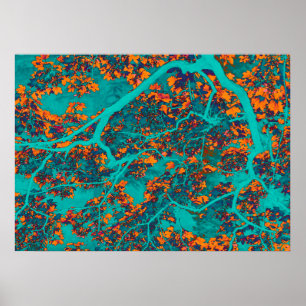 Póster Árboles verdes y naranjas de colores