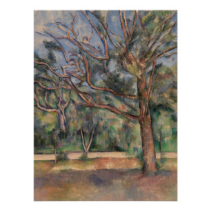 Póster Árboles y Carretera, Paisaje Postimpresionista