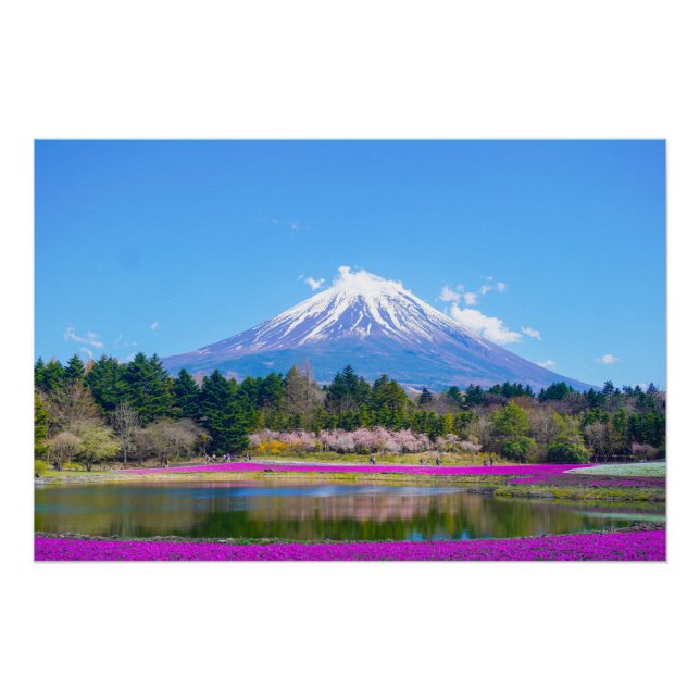 Póster Árboles y flores del Monte Fuji (Anverso)