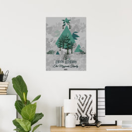 Póster Árboles y formas Minimalistas retro personalizados