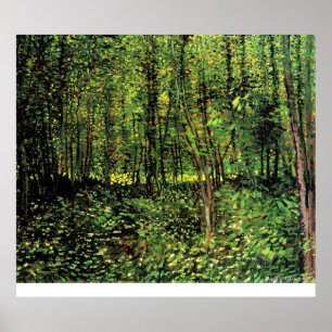Póster Árboles y maleza de Vincent van Gogh