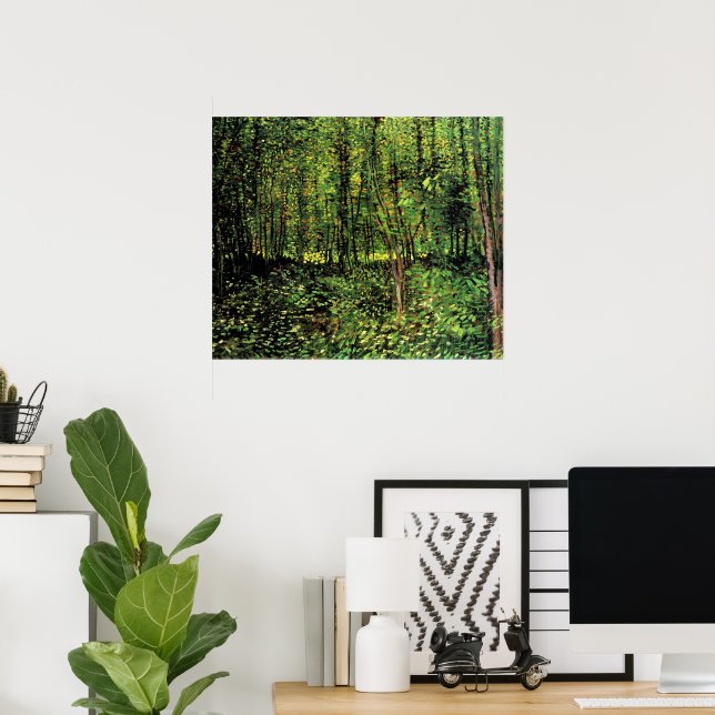 Póster Árboles y subcrecimiento por Vincent van Gogh (Oficina en casa)