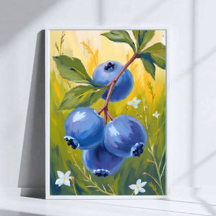 Póster Arbusto de arándanos   Pintura en acuarela de frut