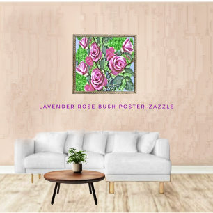 Póster Arbusto de rosa lavanda