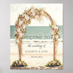 Póster Arbusto de rosas para boda en la playa