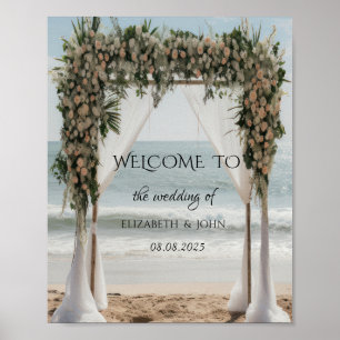 Póster Arbusto floral de playa tropical
