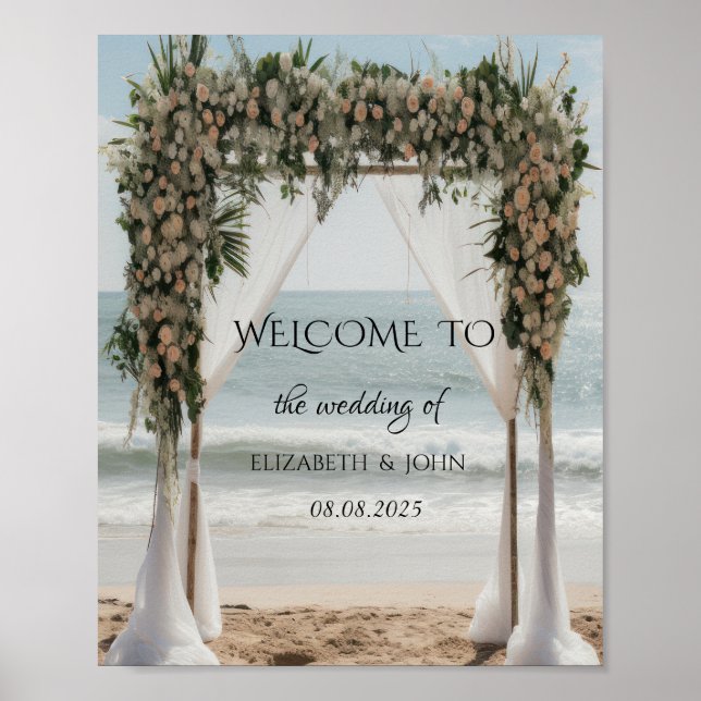 Póster Arbusto floral de playa tropical (Frente)