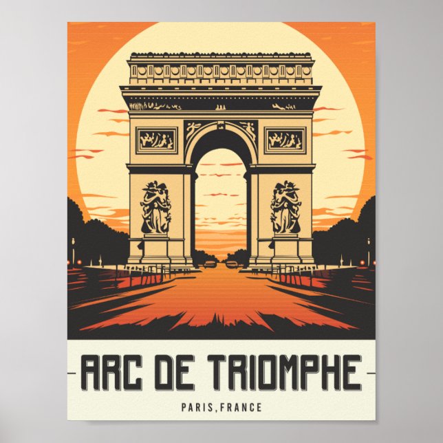 Póster Arc de Triomphe Paris Francia Famoso lugar de viaj (Frente)