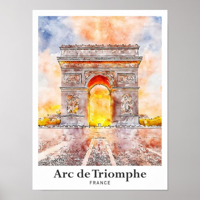 Póster Arc de Triomphe Paris Francia Viaje acuático (Frente)