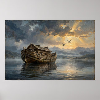 Póster Arca de Noé al amanecer Pintura al óleo clásica