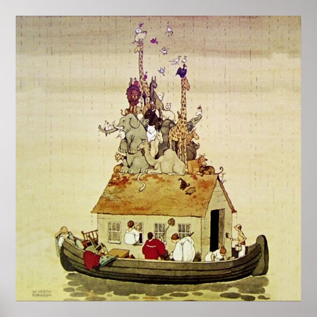 Póster "Arca de Noé" por W Heath Robinson (Frente)