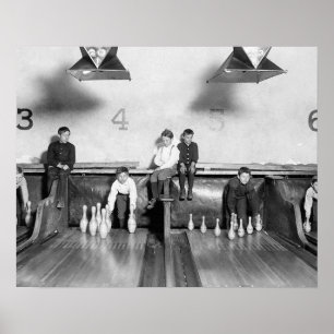 Póster Arcade Bowling Alley, 1909. Foto de cosecha de vin