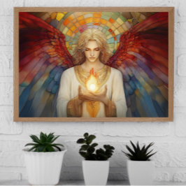 Póster Arcángel Uriel La llama del mosaico arcoiris de Di