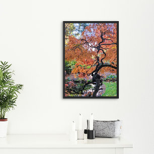 Póster Arce Japonés de Hoja de Encaje Botánico de Otoño