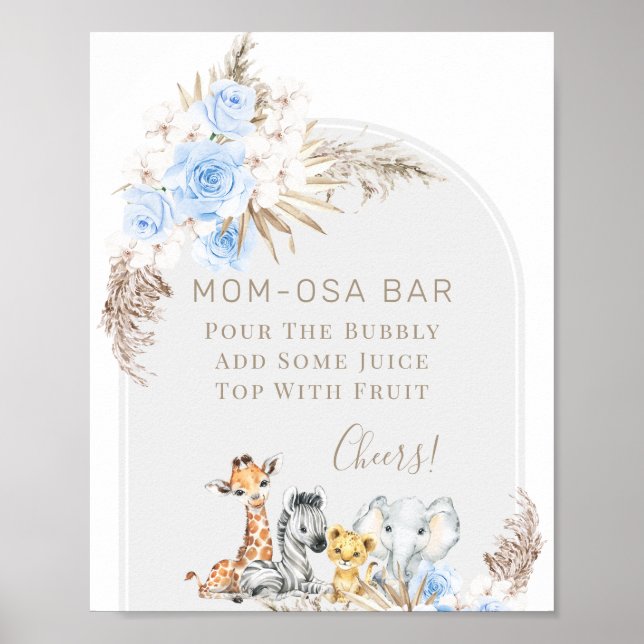Póster Arch Boho Floral Safari Baby Shower Mom-osa Rótulo (Frente)